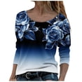 thumbnail image 1 of Haut Tunique Ajusté à Manches Longues à Col Rond Décontracté pour Femmes, Blouse Ample et Confortable, T-Shirts d'Automne Imprimés Vintage Mode pour Dames A1, 1 of 7