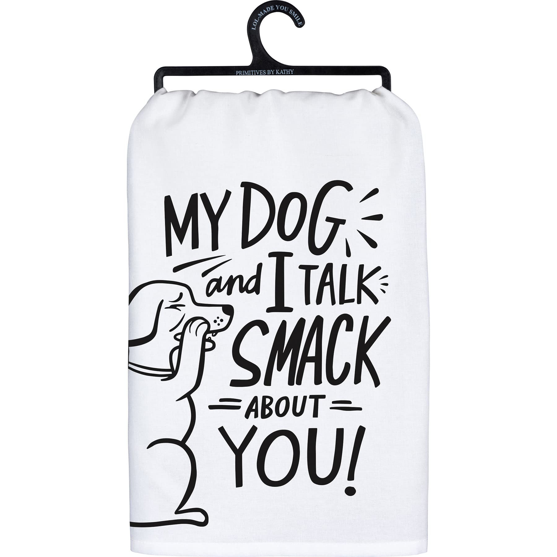 Primitives By Kathy Asciugamano Da Cucina In Cotone 100% Con Scritta Umoristica "My Cat And I Talk Smack About You!" - Lavabile In Lavatrice, Design Illustrato A Mano