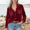 thumbnail image 4 of Purcolt Velvet Tops for Women Sequin Womens Sparkly Shirts Blouses Button Down Long Sleeve Top Festival Luxury Outfits, 4 of 9