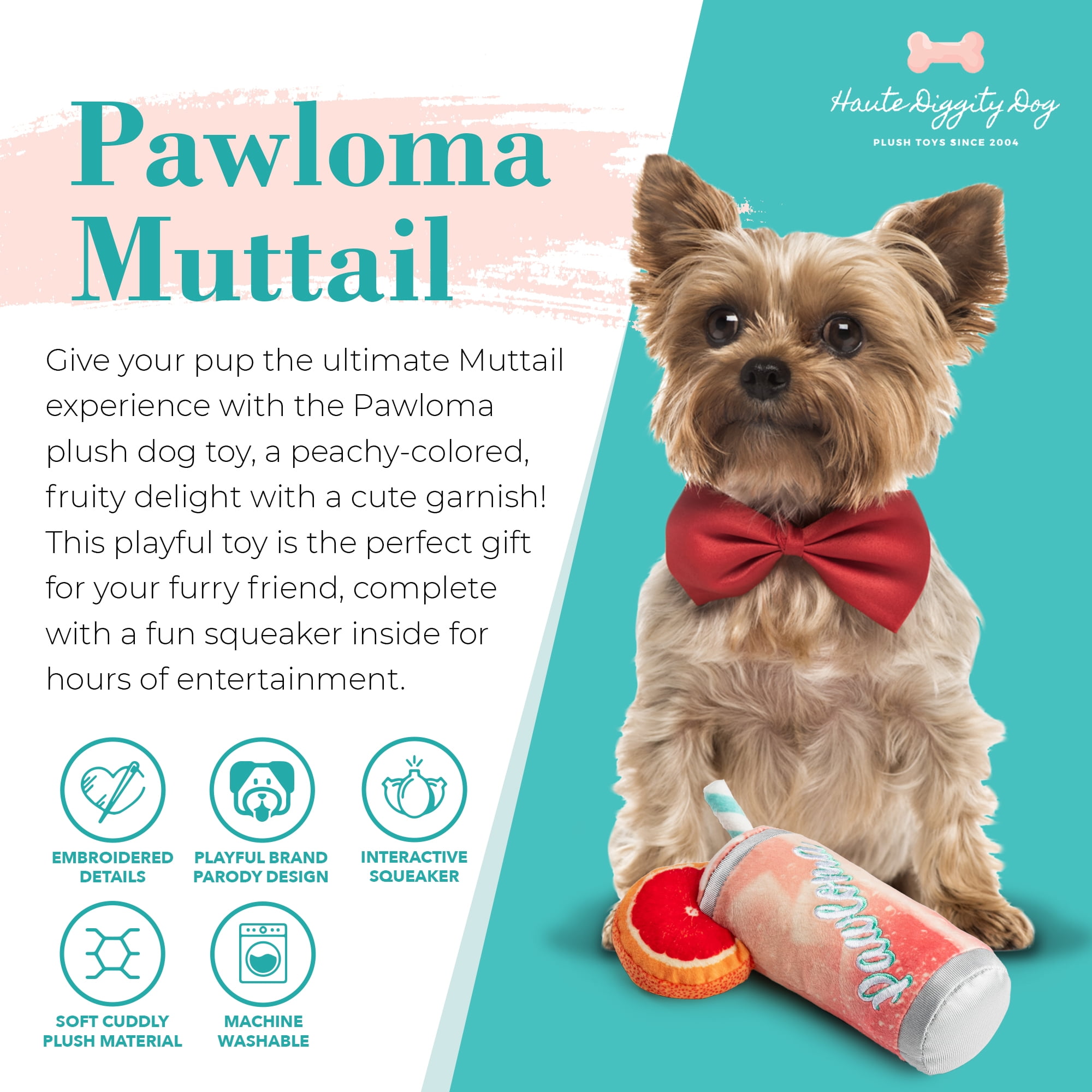 Haute Diggity Dog Muttails Collection – Soft Plush Funny Dog Toys with  Squeaker and Fun, Colorful, Unique Parody Designs Made from Safe,  Machine-Washable Materials for All Dog Breeds & Sizes 