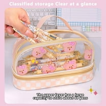 PEONAVET Large Capacity Pencil Bag Cute Clear Pencil Pouch with Zipper Double Layered Kitty Pen Case for Students The Opening Season Supplies(Yellow)