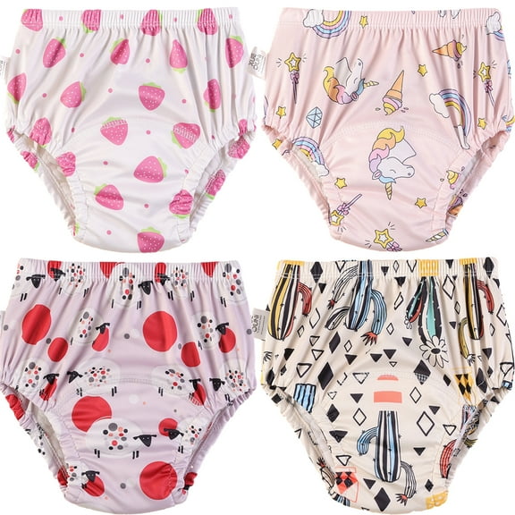Baby 4 Packs Potty Training Pants Cotton Absorbent Training Underwear for Toddler Boy and Girls 0T-3T