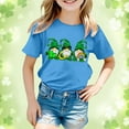 thumbnail image 2 of Toddler Girl Tops 5t Kid St. Patrick's Day Short Sleeve T-Shirt Round Neck Cartoon Print Pullover Tops Fashion Kids Summer Clothing Blue,12-13 Years, 2 of 4