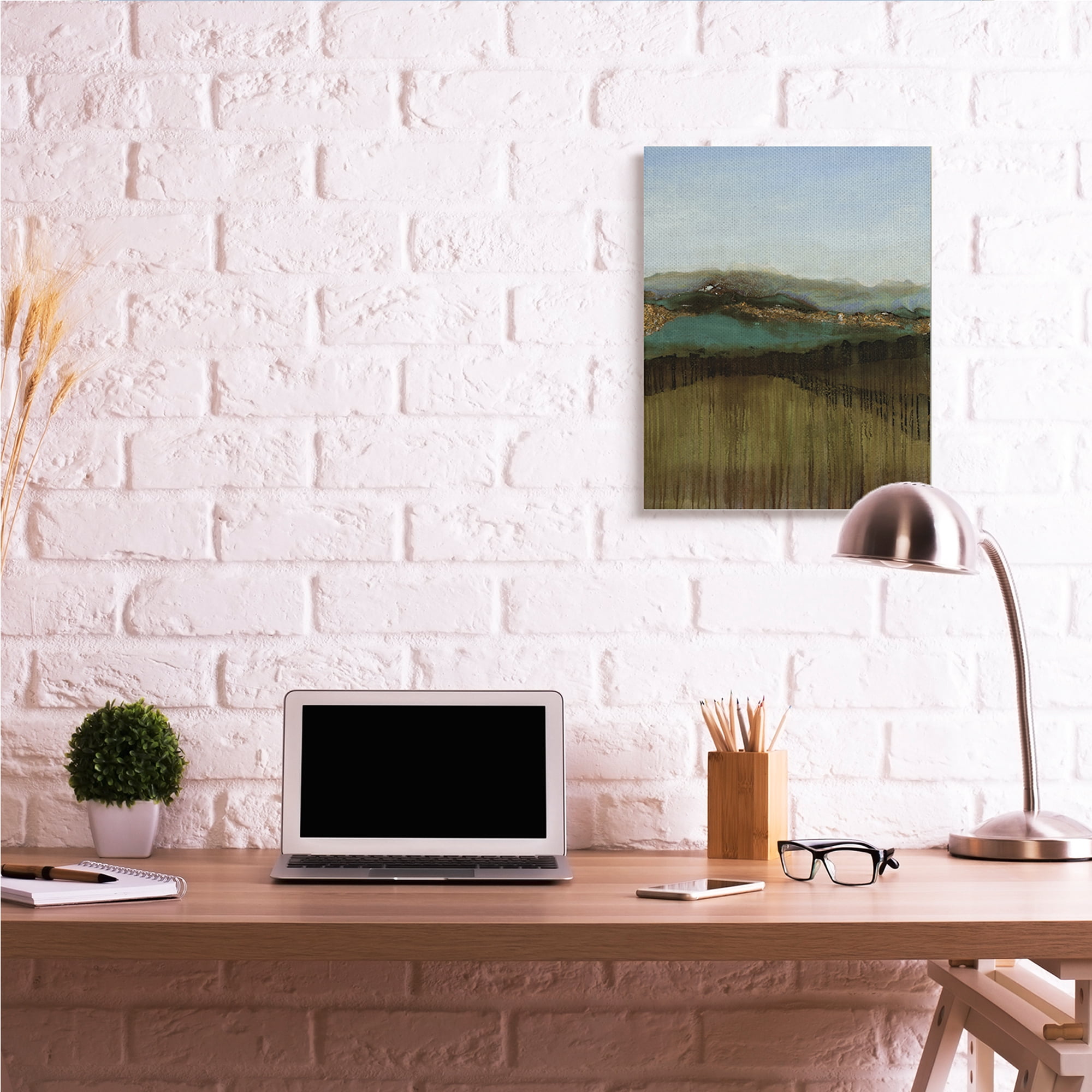 Stupell Industries Abstract Distant Mountain Range Landscape Blue Sky,24 x 30,Designed by Ruth Fromstein
