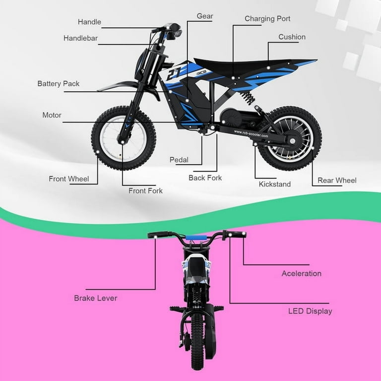 RCB R9X Electric Dirt Bike,36V-300W-10Miles,3 Speed Modes up to RCB R9X Electric Dirt Bike,36V-300W-10Miles,3 Speed Modes up to