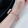thumbnail image 4 of Compatible for Apple Watch Band 49mm 45mm 44mm 42mm, Women Girl Diamond Four-Leaf Clover Bracelet, Chain Style Shiny Rhinestone Wristband for iWatch Ultra Series 9 8 7 6 5 4 SE 3 2 1, Pink, 4 of 9