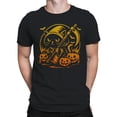 thumbnail image 2 of Halloween Cat with Pumpkins and Moon Men's T-shirt, 2 of 3