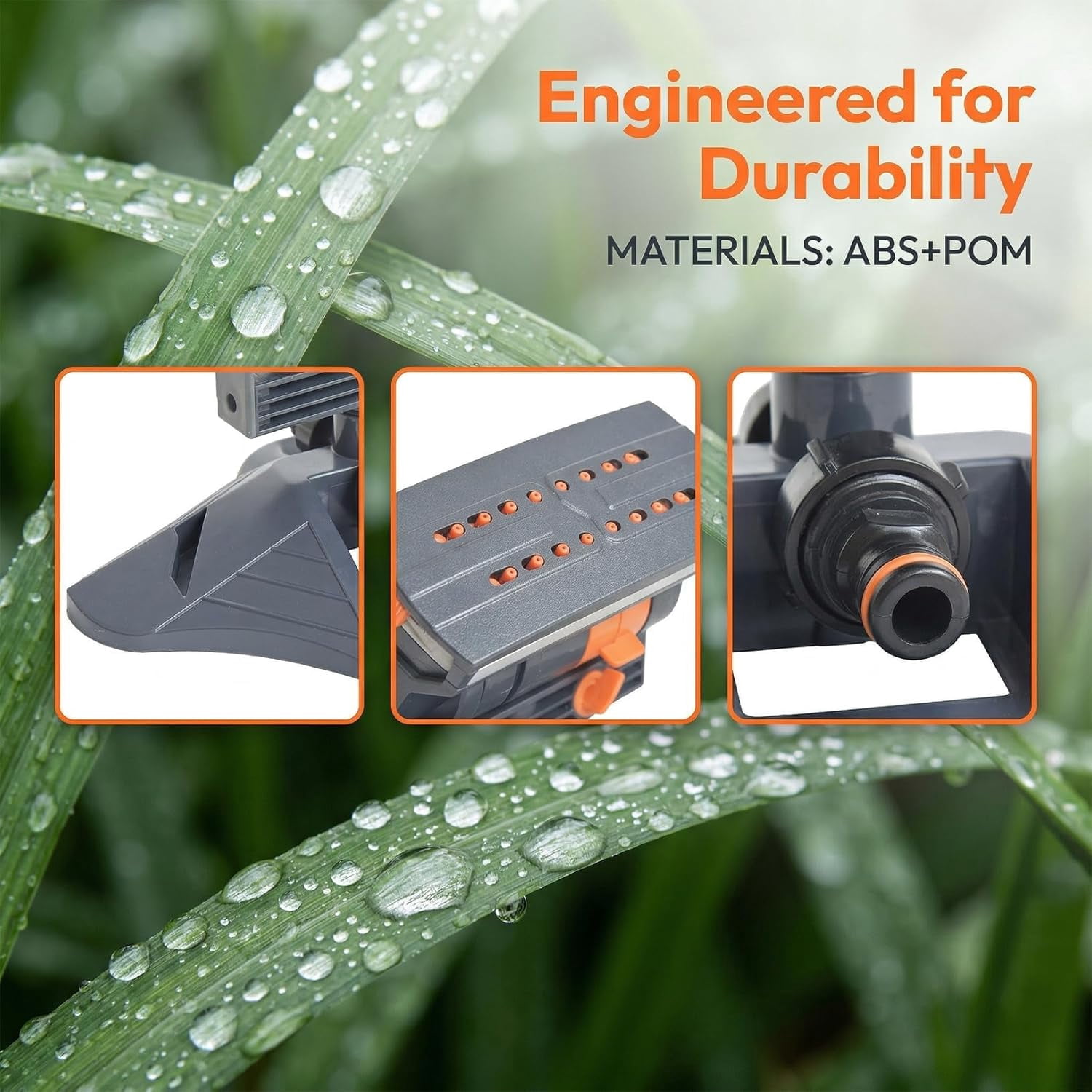 2026 New Adjustable Oscillating Sprinkler, Wide Coverage Lawn Sprinkler with 16 Nozzles, Mini Turbo Oscillating Water Sprinkler for Yard & Garden, Black-A (Includes 5m Hose)