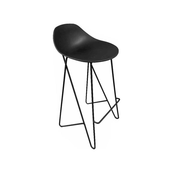 Pangea Home Albert 30" Modern Plastic Barstool in Black (Set of 2)