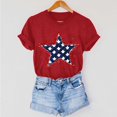 thumbnail image 4 of Cavosen Women Shirts Short Sleeve Crew Neck 4th of July Patriotic Tee Red White and Blue Graphic Shirt Summer Basic Tops, 4 of 7