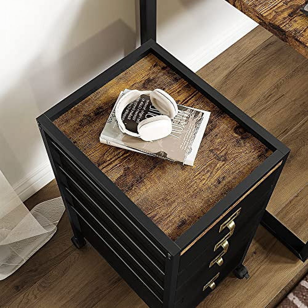 4 Drawer File Cabinet, Mobile Filing Cabinet Rolling Printer Stand Fits A4 or Letter Size, Fabric Vertical File Cabinet with Wheels, Under Desk Storage Cabinet for Home, Office