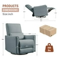 thumbnail image 3 of TROPOW 360° Swivel, Rocking Chair Nursery, Glider Rocker Recliner, PU Leather Sofa Chair with high Back, Deep Seat for Nursery, Living Room, Bedroom,Gray, 3 of 8