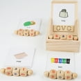 thumbnail image 3 of Juegos de ortografía de madera móviles, práctica de ortografía de palabras en inglés, juguetes de aprendizaje, bloques de lectura de madera, bloque de Sunnimix Bloques de lectura de madera, 3 of 7