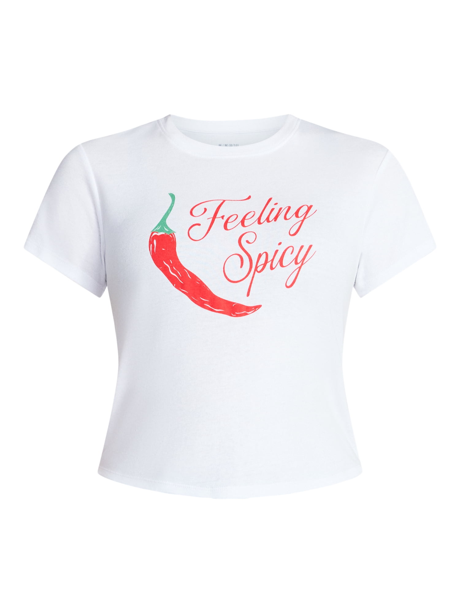 Feeling Spicy Women's Graphic Baby Tee with Short Sleeves, Sizes XXS-XXL
