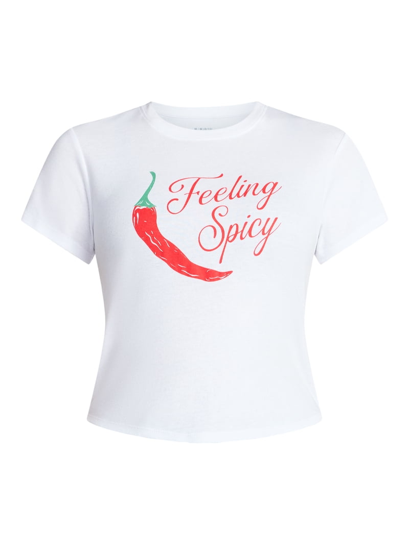 Feeling Spicy Women's Graphic Baby Tee with Short Sleeves, Sizes
