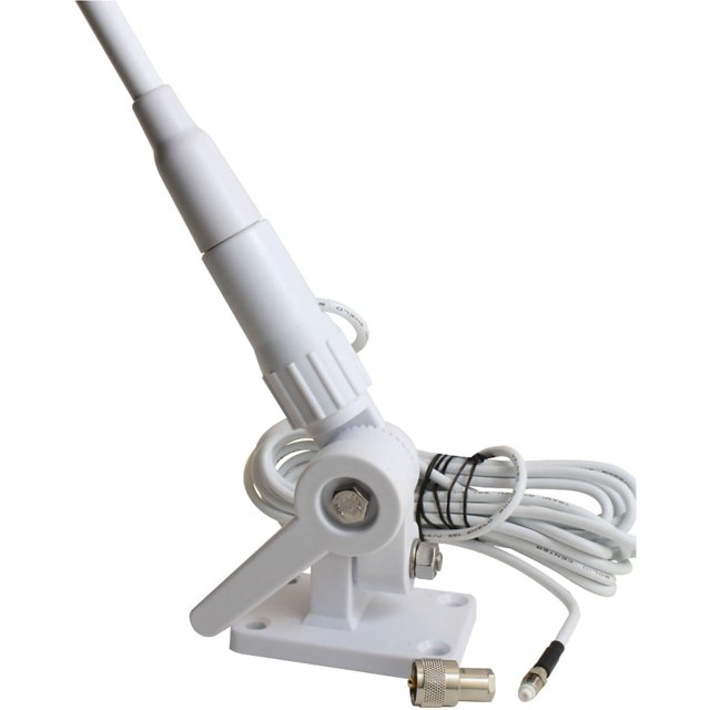 Tram 1607-HC Pretuned VHF 3 dBd Gain Marine Rachet-Mount Fiberglass Antenna, 20 ft. RG58 Cable and FME-Female Connector with PL-259 Adapter, 46 in. Tall
