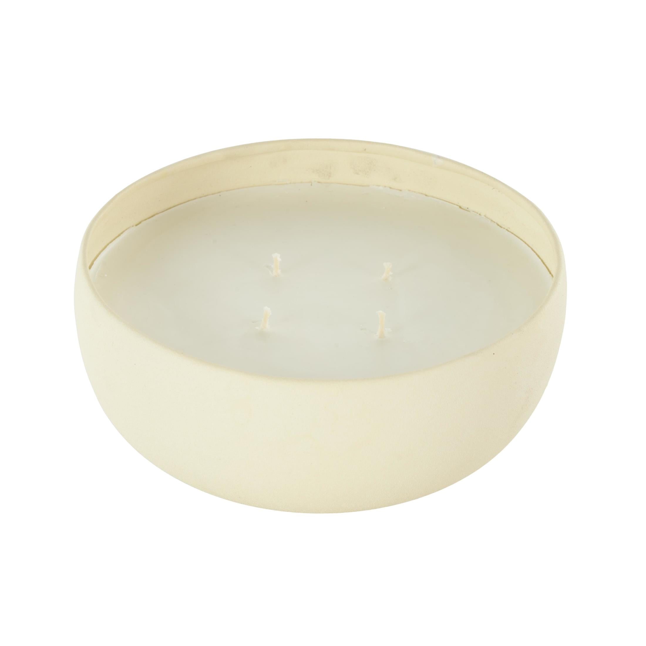 DecMode Cream Metal Floral Paradise Scented Textured 34oz 4 Wick Candle with White Wax
