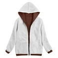 thumbnail image 4 of ABATAB Women's Casual Sweatshirt Full Zip up Sherpa Lined Lightweight Hoodie Long Sleeve Warm Fall Winter Jacket Coat, 4 of 6