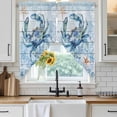 thumbnail image 4 of Coastal Blue Crab Kitchen Window Curtains, Swag Curtains Valance for Bedroom Living Room Bathroom, Ocean Nautical Starfish Coral Wooden Rod Pocket Window Curtain Block Drapes 2 Panels 36"x63", 4 of 9