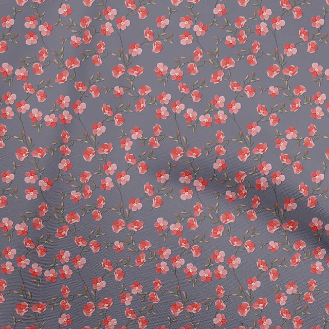 oneOone Rayon Red Fabric Floral Craft Projects Decor Fabric Printed By The Yard 56 Inch Wide