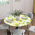 thumbnail image 5 of Yellow Lemon Round Tablecloth for 55-60 Inch Tables, Fitted Table Cover with Elastic Edge, Summer Watercolor Fruits Leaf Waterproof Outdoor Table Cloth Protector for Patio Garden Dinner Picnic, 5 of 9