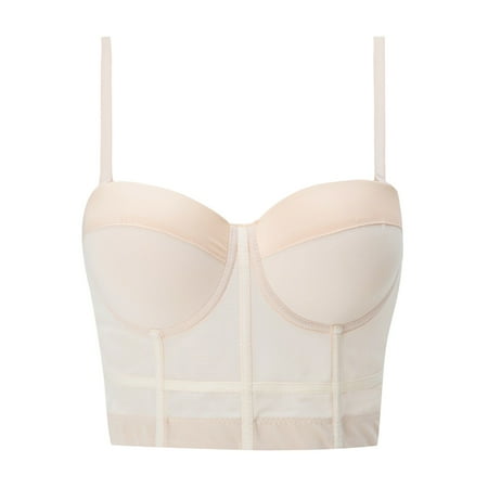 FUNUONY Women s Mesh Bustier Crop Top Push Up Corset Tops Bra Women s Fishbone Underwear Slim Fit Comfortable and Breathable Bar B M