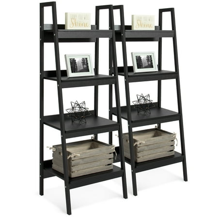 Leather Set Bookcase - Best Choice Products Modern Wooden Ladder Bookcase (Set of 2)