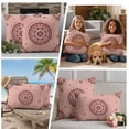 thumbnail image 5 of Pink Floral Outdoor Waterproof Pillow Covers, Circular Flowers Ethnic Abstract Aesthetic Decorative Rectangle Throw Pillowcase Sofa Cushion Sham for Patio/Couch/Chair, 20"x12" 2 Pack, 5 of 8