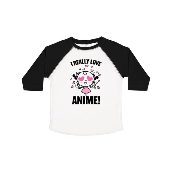 Inktastic I Really Love Anime with Cute Anime Cat and Hearts Boys or Girls Toddler T-Shirt