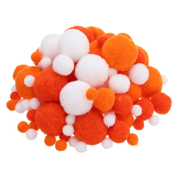 Uxcell Assorted Size Pom Poms for Crafts, 260Pcs Pom Pom Balls, Orange, White