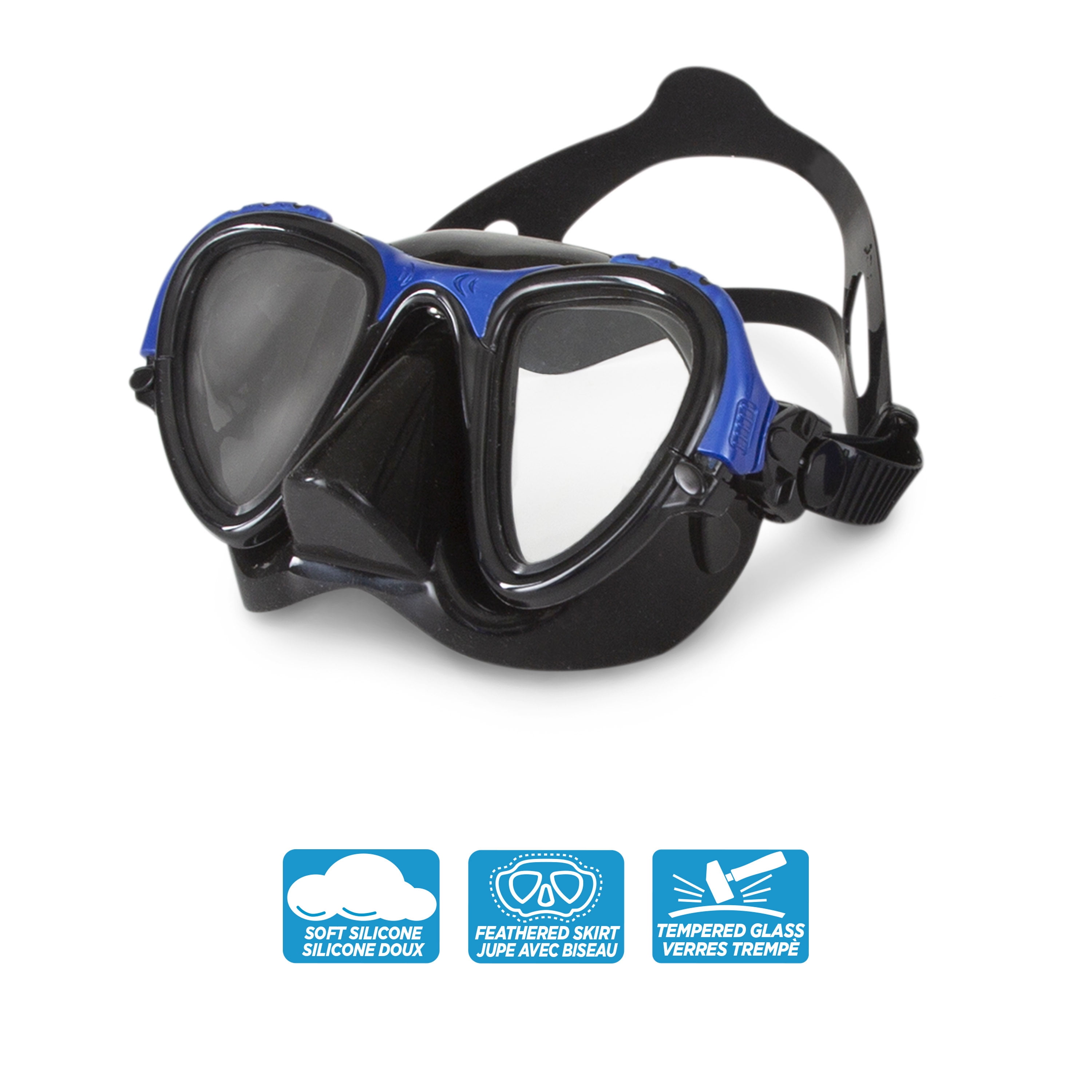 Aqua Leisure Dolfino Brand Youth Manta Pro Recreational Swim Mask & Snorkel  Set - Blue/Silver 