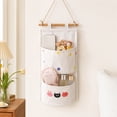 thumbnail image 6 of SLYNSHome 2-Pocket Fabric Organizer Bag,Hanging Foldable Bag Beige Wall Mount Storage Pouch For Bedroom, Bathroom, Kitchen Door Small Sundry Storage, 6 of 7