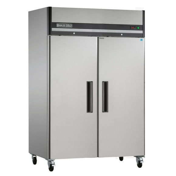 Maxx Cold Double Door Reach-in Freezer, Top Mount, 53.9"W, 49 cu. ft. Storage Capacity, Energy Star Rated, in Stainless Steel