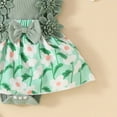 thumbnail image 4 of Zanarzt Infant Girl Romper Set Newborn Baby Girl Clothes Newborn Girl Clothes Summer Infant Baby Girl Outfits Romper Headband Clothing Sets Green,12-18 Months, 4 of 5