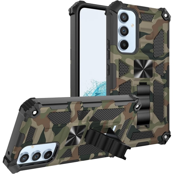 Slim Fit Phone Case for Samsung Galaxy A54 5G,Army Camouflage Durable Case with Military Grade Anti-Drop Protection and Built-in Kickstand Cover for Galaxy A54 5G,MC Army Green