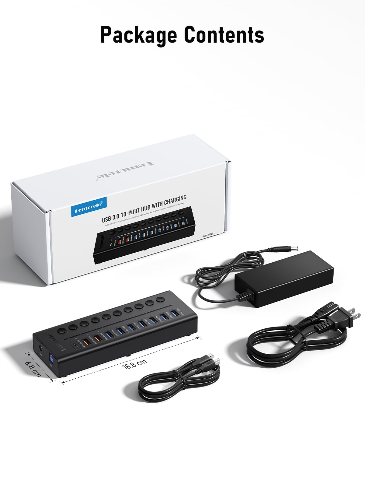 Clearance Sale!!! Lemorele 10 in 1 USB 3.0 Hub USB C Charging Ports 5Gbps Fast Charging for Windows MacOS