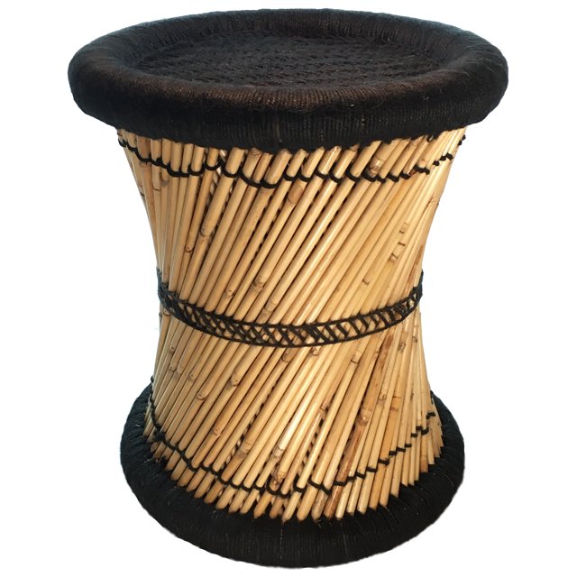 Natural Geo Tabouret d'Accent Moray - Tissé à la Main Noir