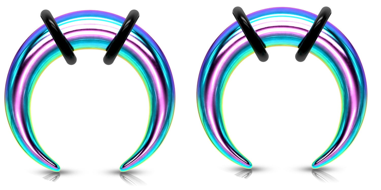 Zaya Body Jewelry Pair Rainbow Steel Pinchers Taper - [RT]Gauge=1g 7mm ...
