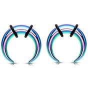 Zaya Body Jewelry Pair Rainbow Steel Pinchers Taper - [RT]Gauge=6g 4mm