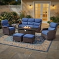 thumbnail image 2 of Bellefurn Luxury 7 Pieces Patio Furniture Sets with Fire Pit Table,Swivel Chairs with 6" Thick Cushion,Sofa and Ottomans,Patio Conversation Sets for Porch Deck Garden Backyard, 2 of 13