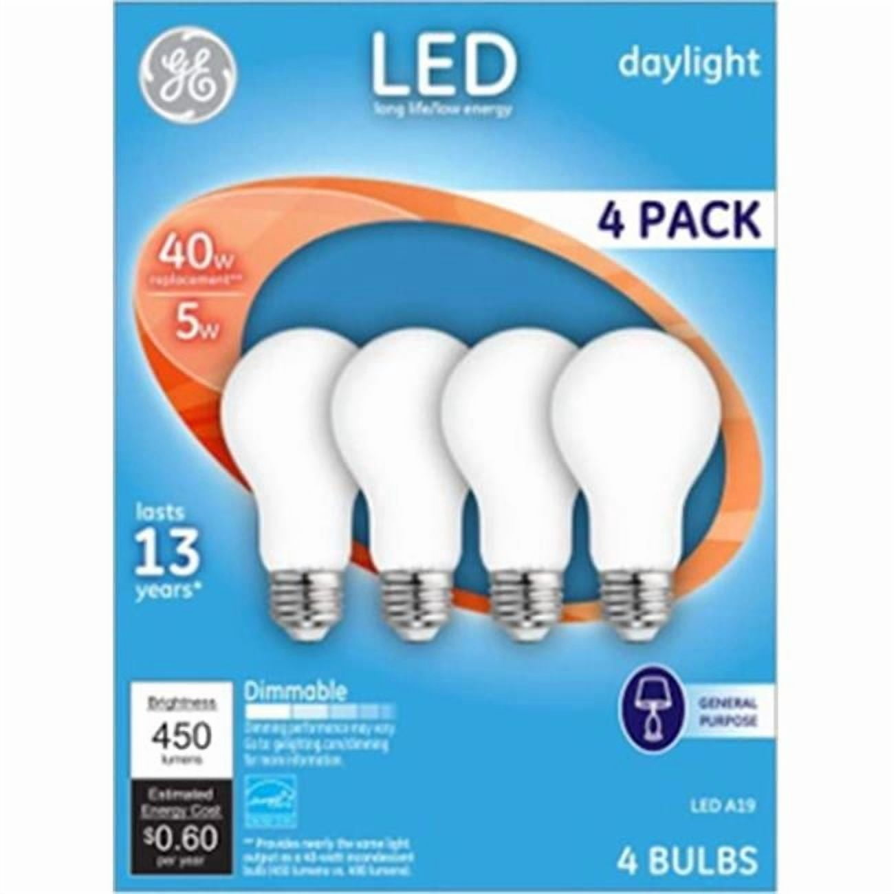GE LED Daylight A19 Bulbs – 100W Replacement, 1600 Lumens, 4-Pack, Dimmable & Frosted 3 thumbnail image