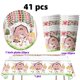 thumbnail image 1 of Decoraciones de cumpleaños con temática de granja rosa, vajilla desechable para compartir bebés, mantel de animales de dibujos animados, suministros de fiesta para niños, 1 of 4