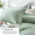 thumbnail image 5 of Davulos Queen Size Comforter Set - 3 Pieces Light Green Soft Luxury Cationic Dyeing Bedding Comforter For All Season, Breathable Lightweight Fluffy Bed Set with 1 Comforter and 2 Pillow Shams, 5 of 7