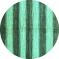 thumbnail image 1 of Ahgly Company Machine Washable Indoor Round Abstract Turquoise Blue Contemporary Area Rugs, 5' Round, 1 of 4