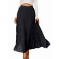 thumbnail image 3 of Jaimenalin Women'S Chiffon Elastic High Waist Pleated A-Line Flared Maxi Skirts Black XL, 3 of 8