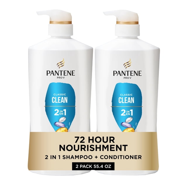 Pantene 2-in-1 Shampoo and Conditioner Twin Pack with Hair Treatment Set, Classic Clean
