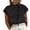 Black, variant on Cotton Linen High Neck Cap Sleeve Shirt For Women Summer Fashion Casual Blouse Top