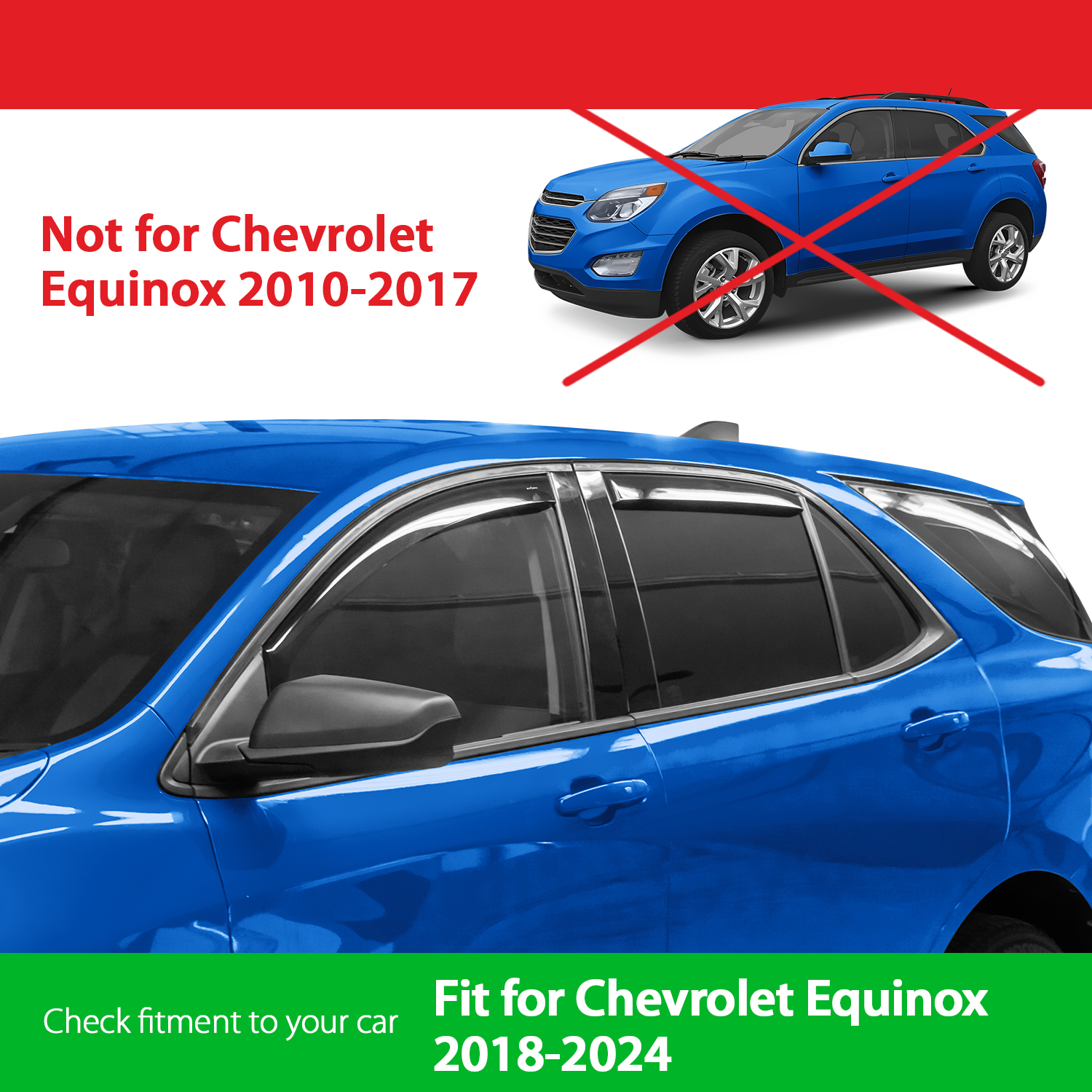 Lightronic In-Channel Window Visors For 2018-2024 Chevy Equinox – Dark Smoke, 4-Piece Set