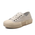 thumbnail image 2 of Zapatos de otoño 2022 para mujer, zapatos planos de piel auténtica con cordones, zapatos sencillos, zapatos de plataforma color beige, naranja y gris, 2 of 4