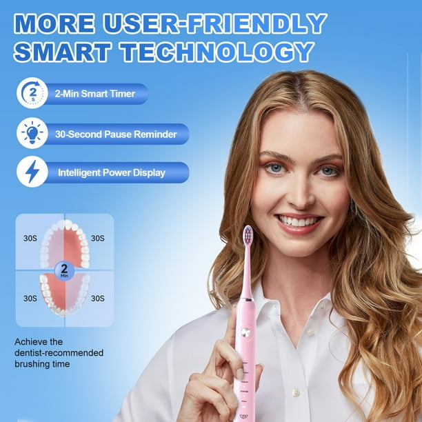 JTF Sonic Electric Toothbrush for Adults and Kids with Travel Case and 6 Brush Heads, 5 Modes 40000 VPM Rechargeable Power Toothbrush with Wireless Charger, IPX7 Waterproof... JTF Sonic Electric Toothbrush for Adults and Kids with Travel Case and 6 Brush Heads, 5 Modes 40000 VPM Rechargeable Power Toothbrush with Wireless Charger, IPX7 Waterproof... - Image 6